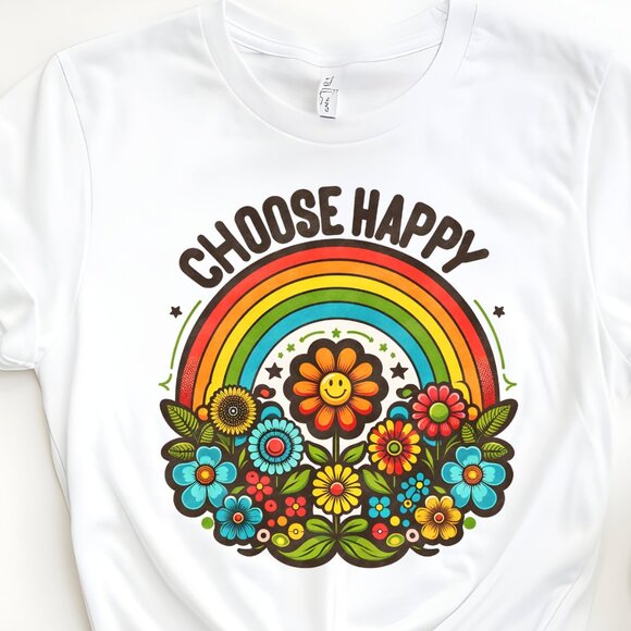Choose Happy BOHO Hippee Positive Affirmation Unisex Softstyle Shirt - Picture 1 of 2